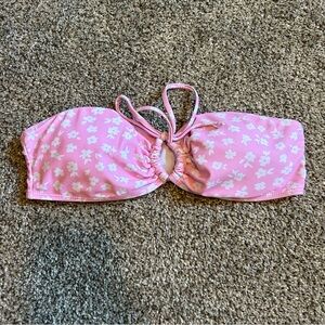 Pink Floral strapless girly Bikini Top